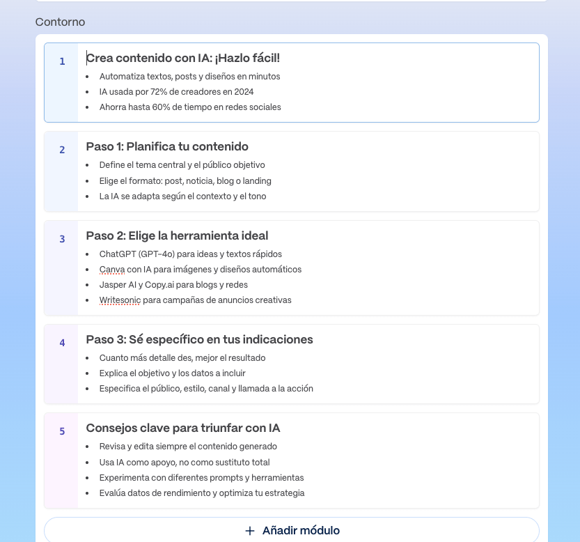 Contenido propuesto por Gamma