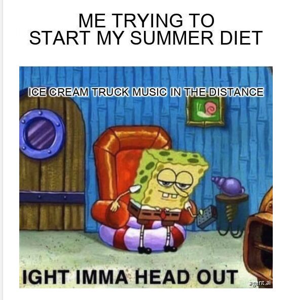 Meme sobre "la dieta del verano" creado con IA