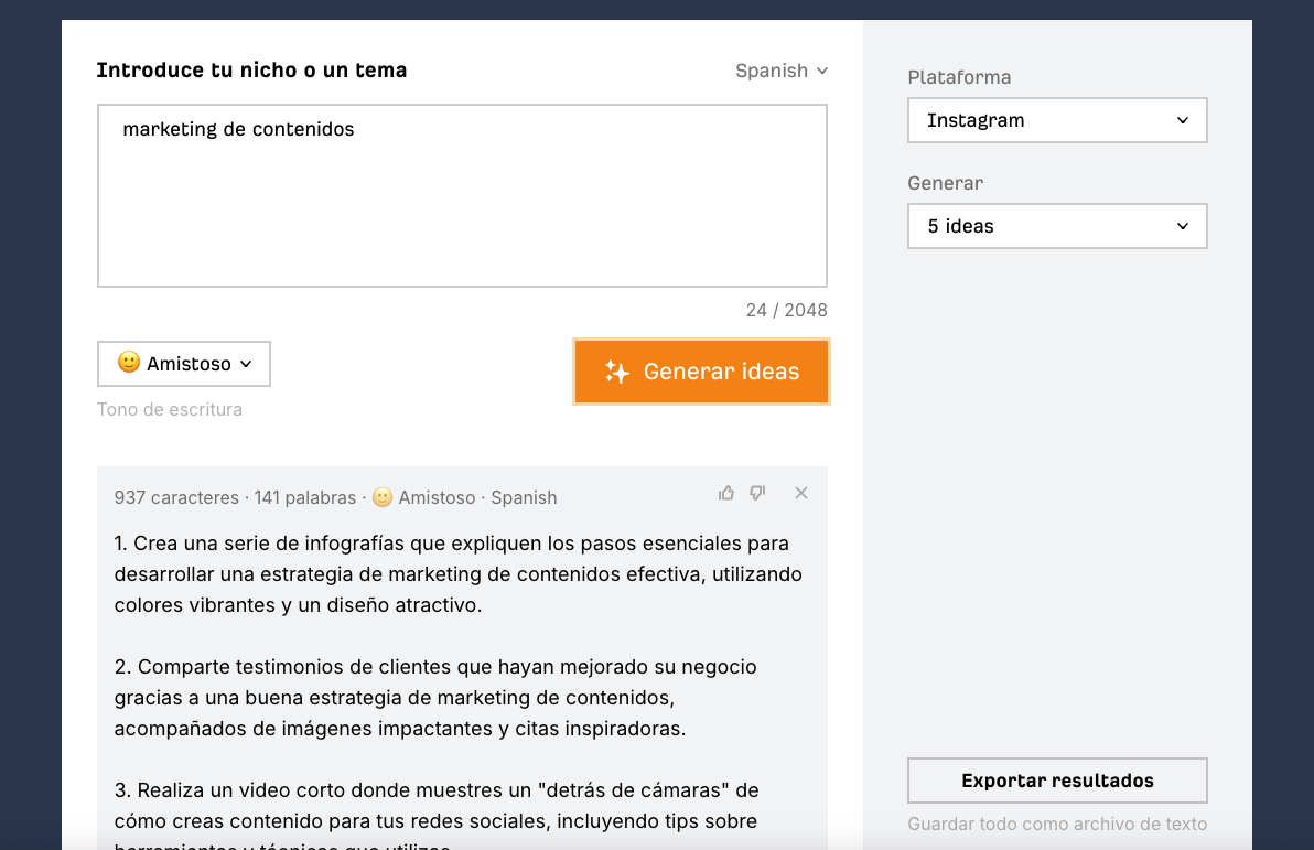 Creador de ideas de contenido de Ahrefs