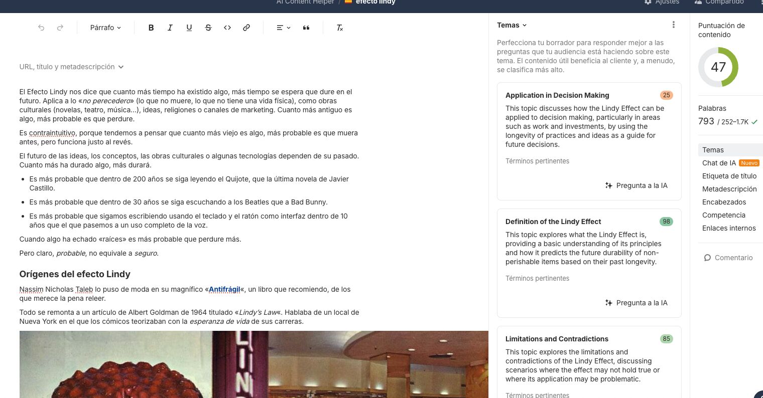 AI Content Helper en Acción