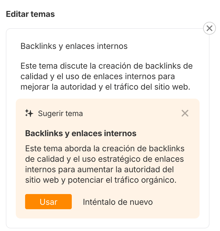Opción de editar temas en AI Content Helper de Ahrefs