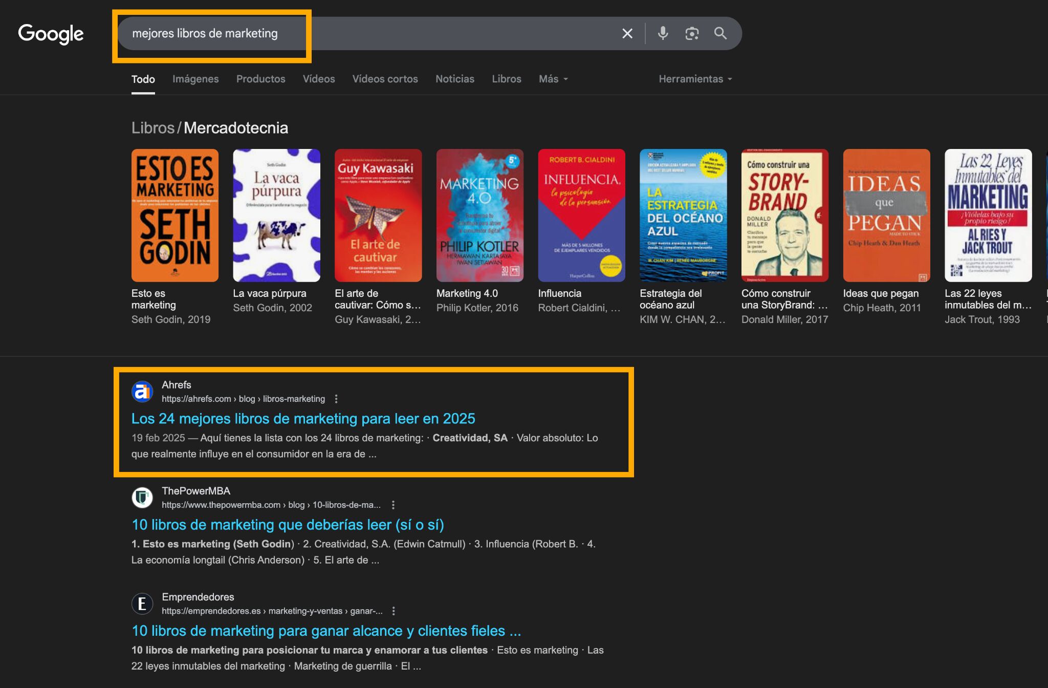 Contenido localizado posicionado en el número 1.