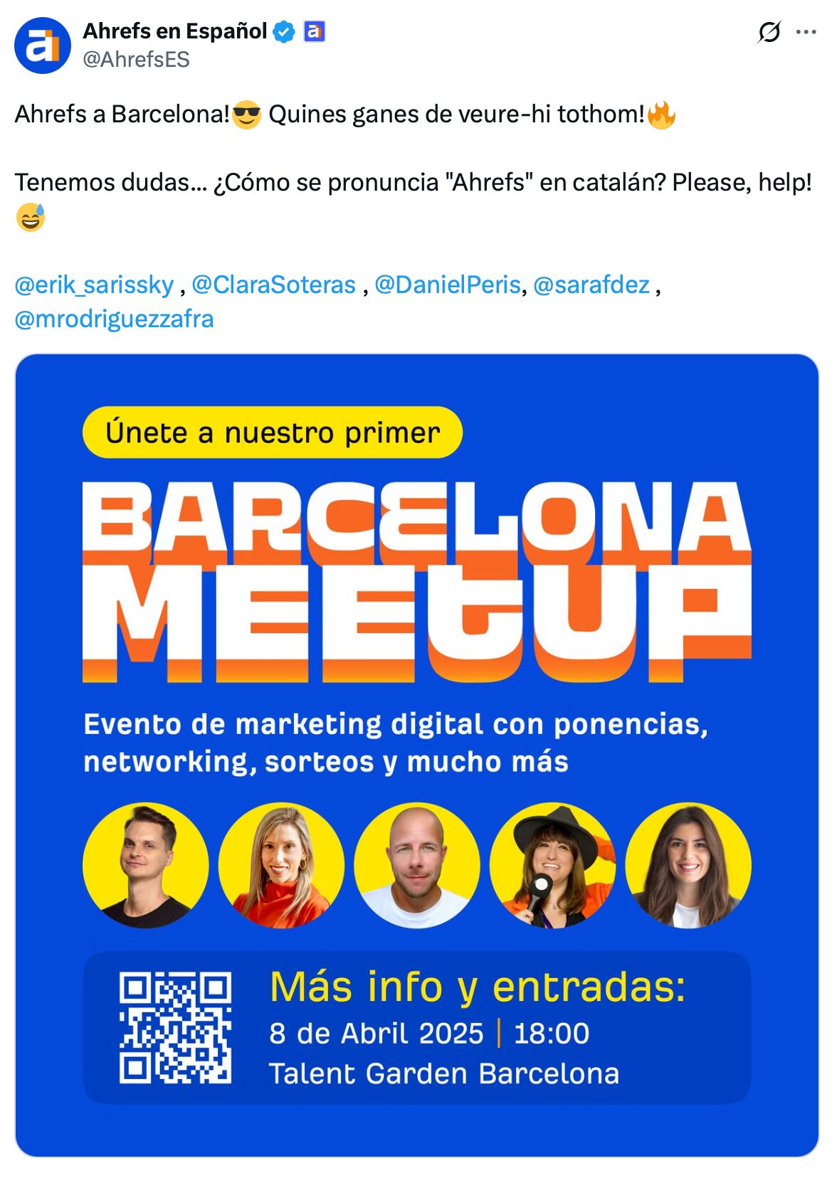 Meetup de Ahrefs en Barcelona.