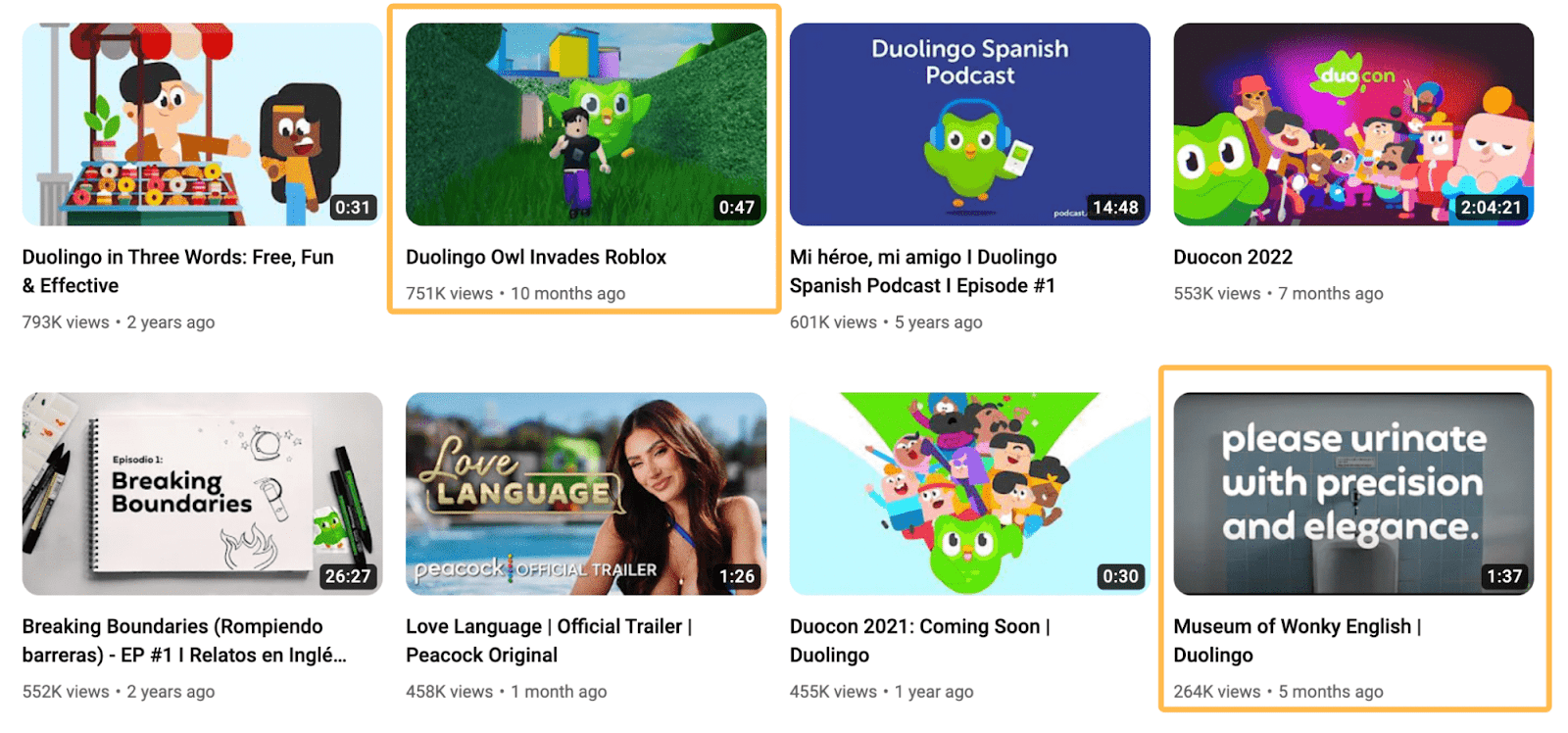Canal de YouTube de Duolingo.