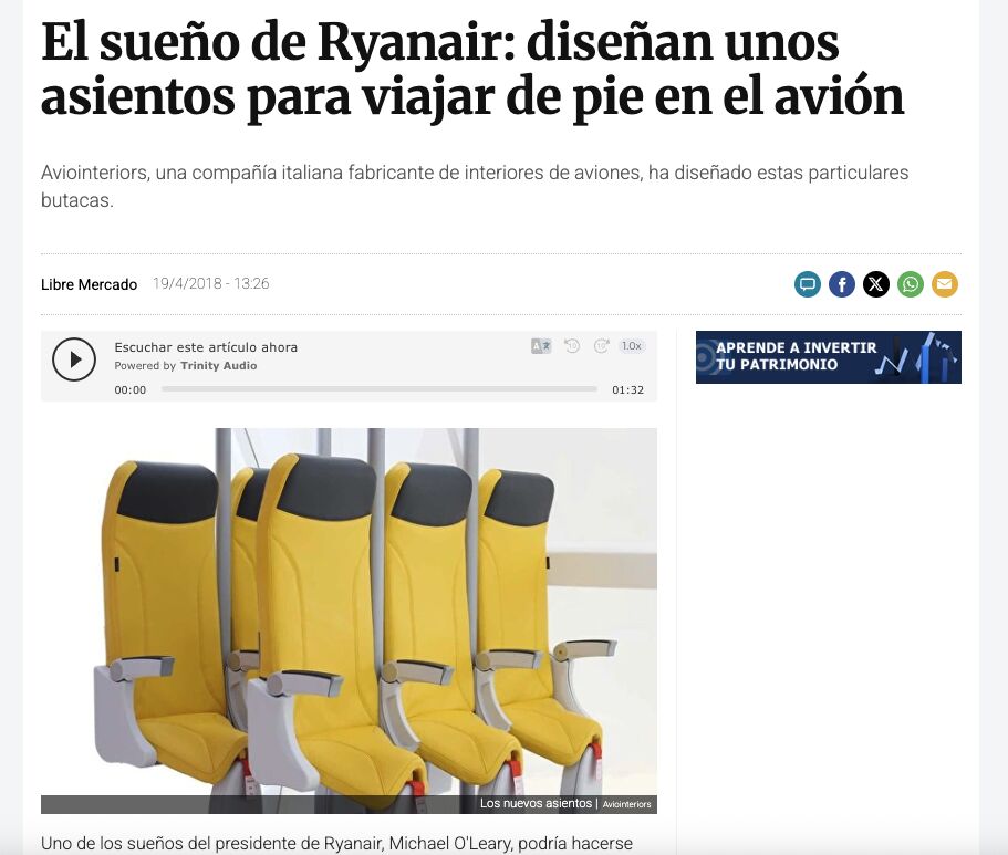 Asientos de pie para Ryanair
