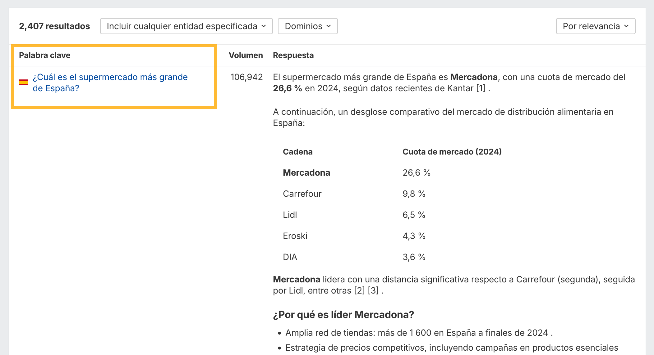 Preguntas y respuestas - Brand Radar de Ahrefs