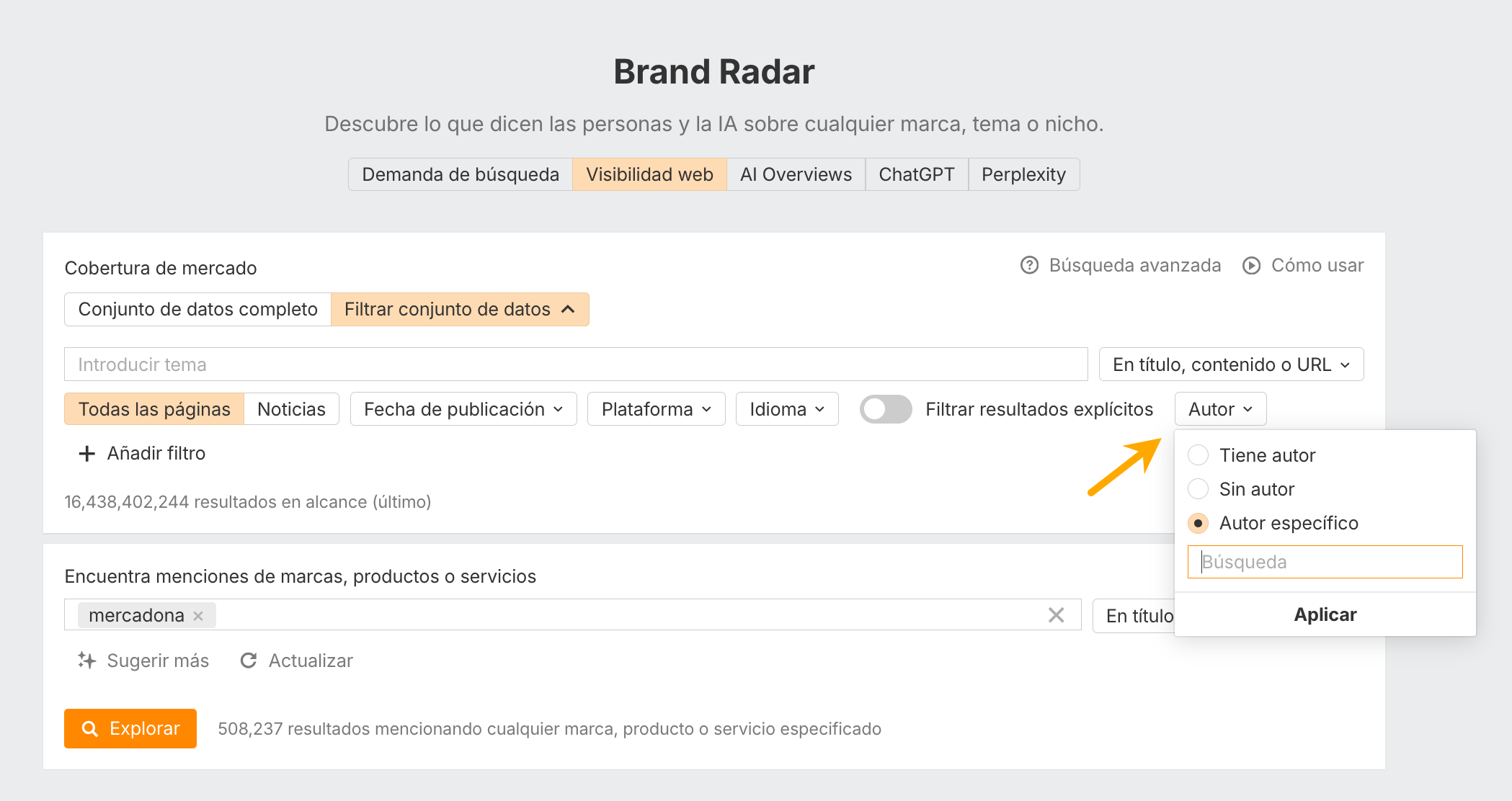 Autor en Brand Radar de Ahrefs