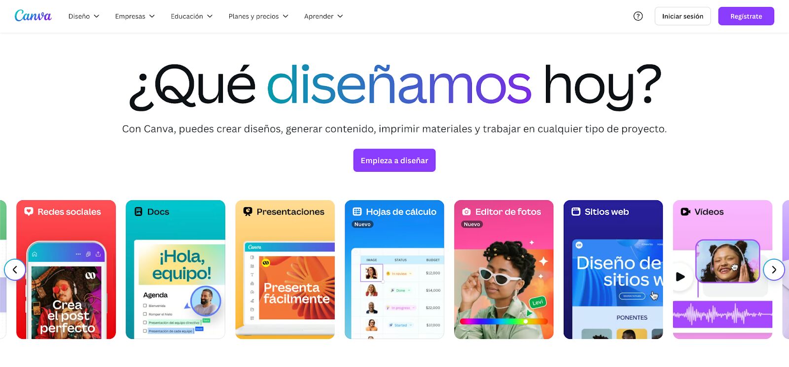 Layout sencillo de Canva.com
