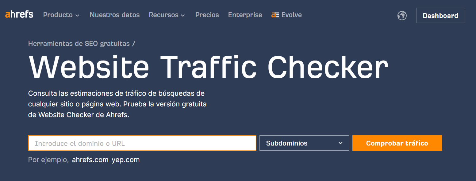 Herramienta gratuita Website Traffic Checker.