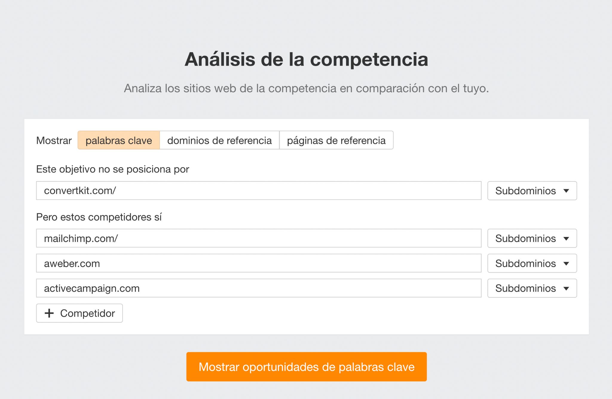 Informe de análisis de la competencia con múltiples competidores.
