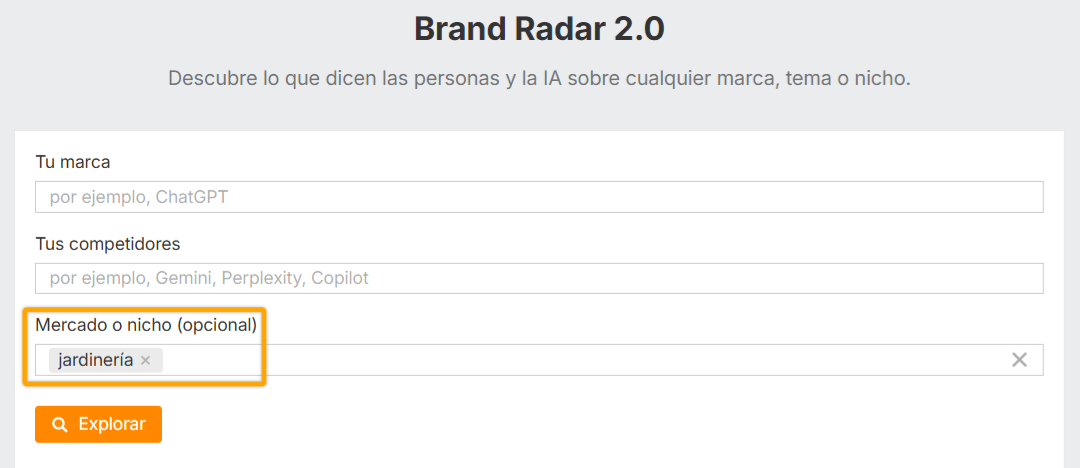 Búsqueda por tema en Brand Radar para descubrir nuevas oportunidades de contenido.