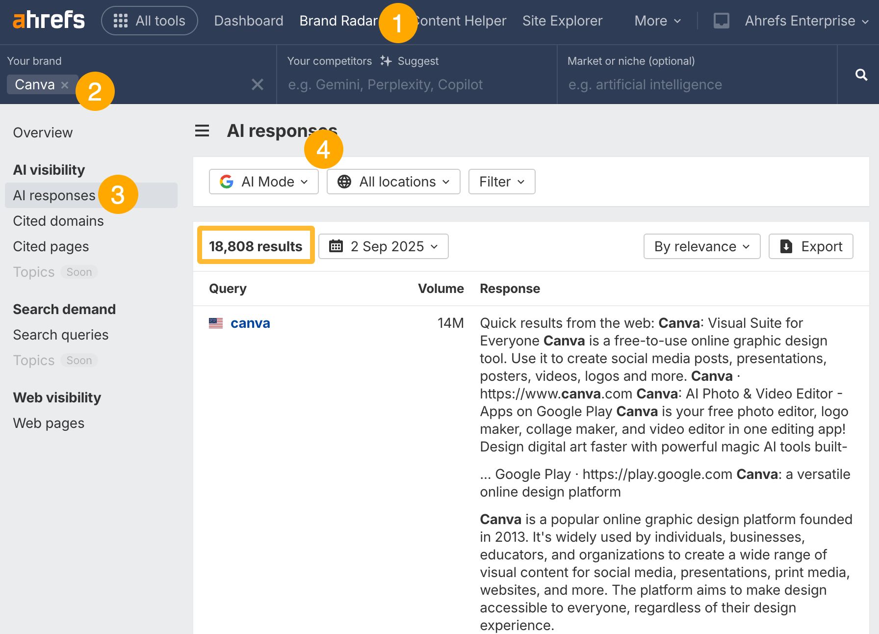 Consulta tu marca en Brand Radar de Ahrefs