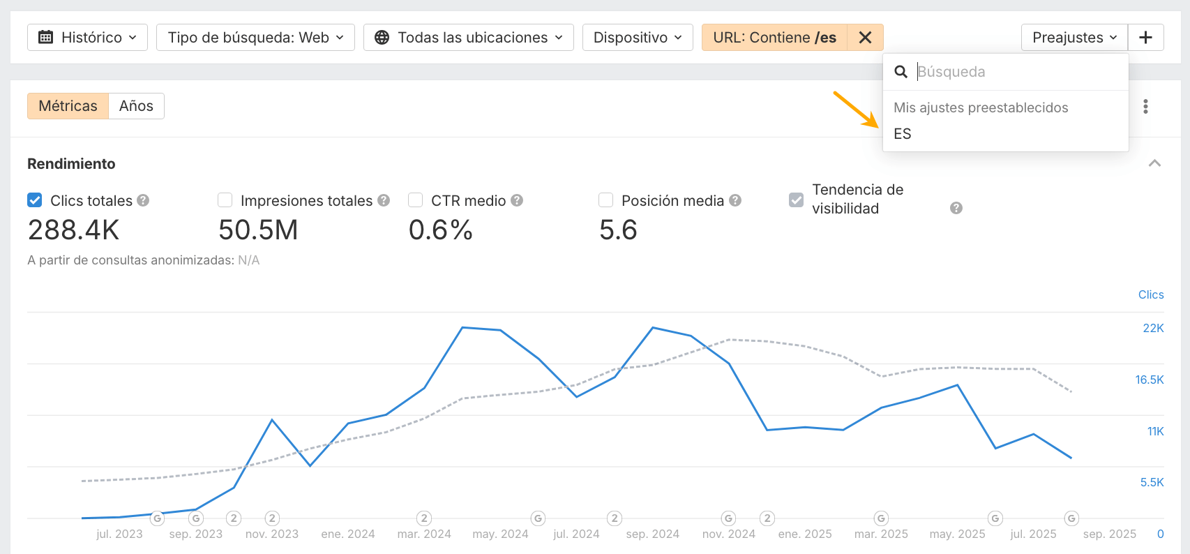 Filtros de URL + ajustes preestablecidos