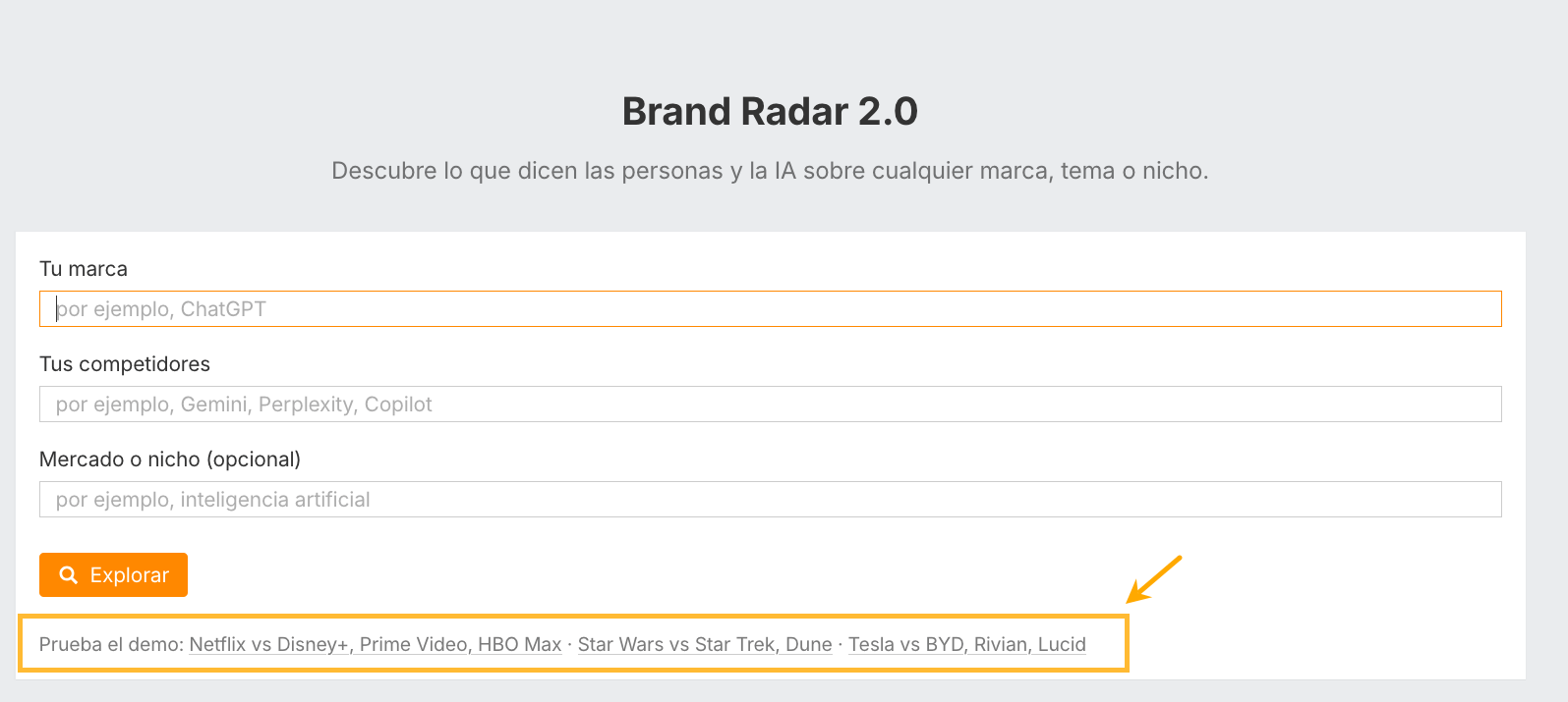 Prueba gratuita de Brand Radar