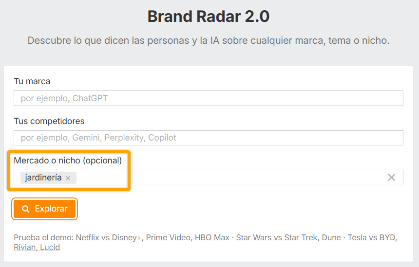 Uso del Brand Radar de Ahrefs para la investigación de temas.