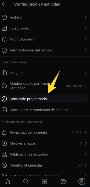 Accediendo a tus publicaciones programadas en Instagram