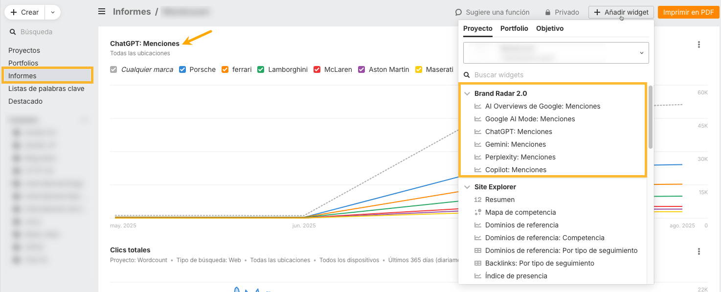 brand radar report builder widget