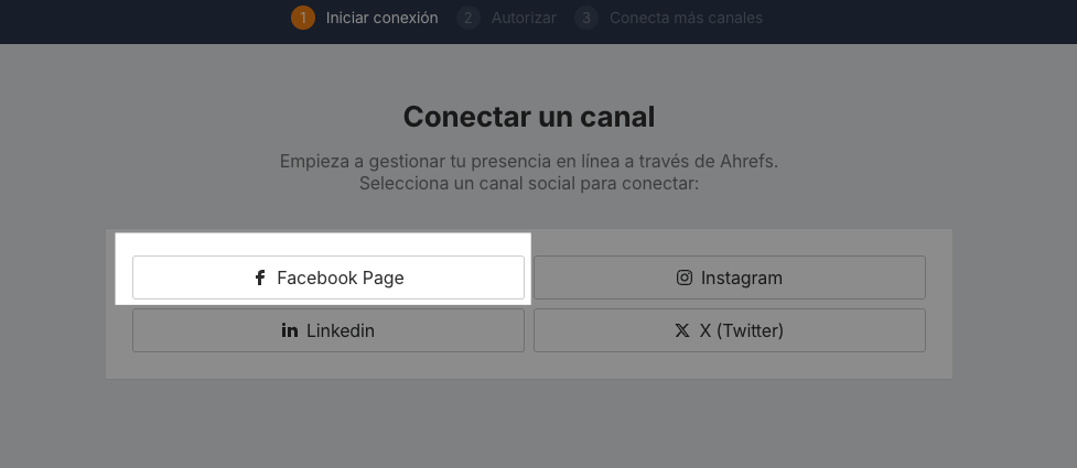 Conexión de página de Facebook