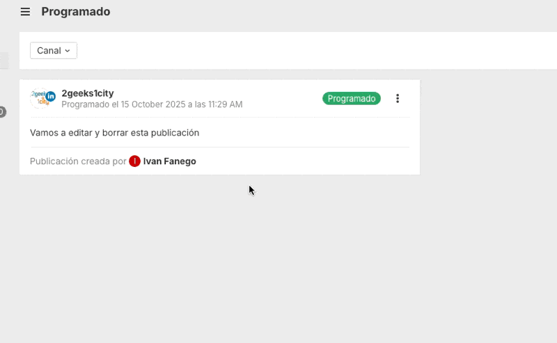 Eliminar publicación programada en LinkedIn