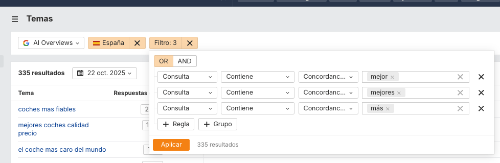 Filtrando para detectar conversaciones sobre "mejores coches"