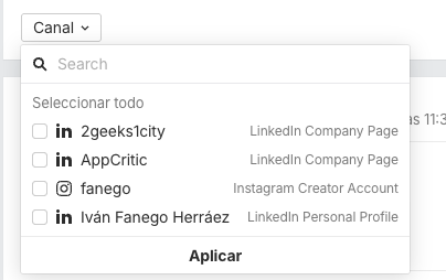 Filtrando por red social