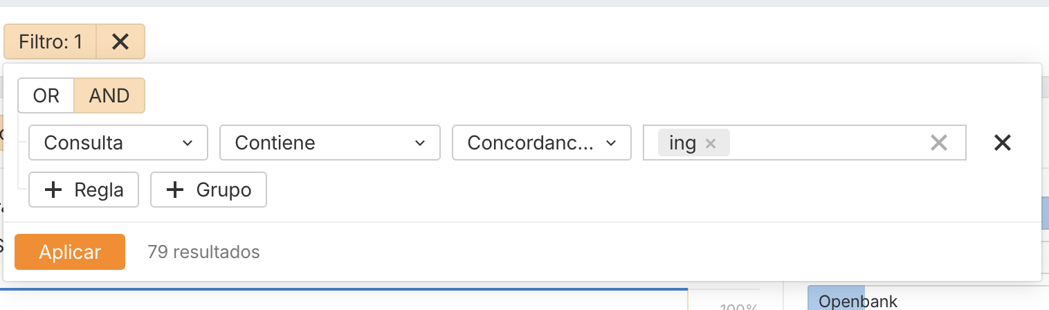Filtro en Brand Radar con ING