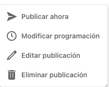 Opciones con publicaciones programadas en LinkedIn