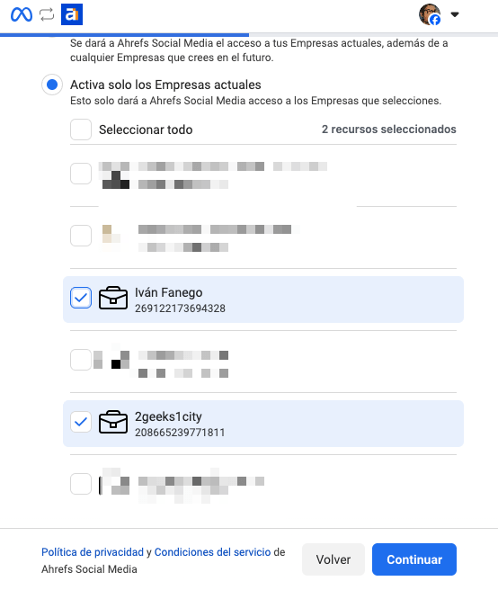 Proceso de conexión con Social Media Manager