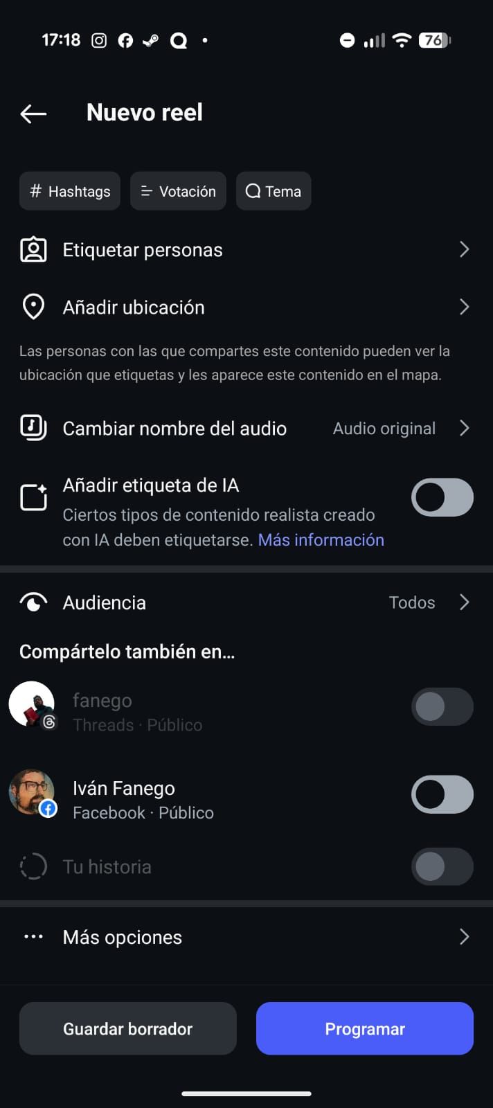 Programando publicaciones en Instagram