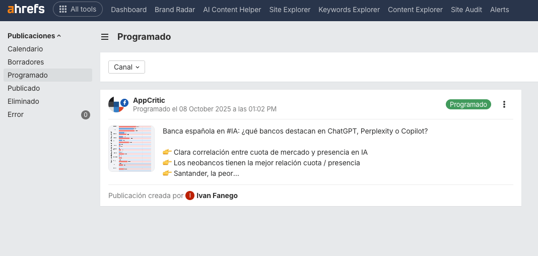 Publicaciones programadas en Facebook