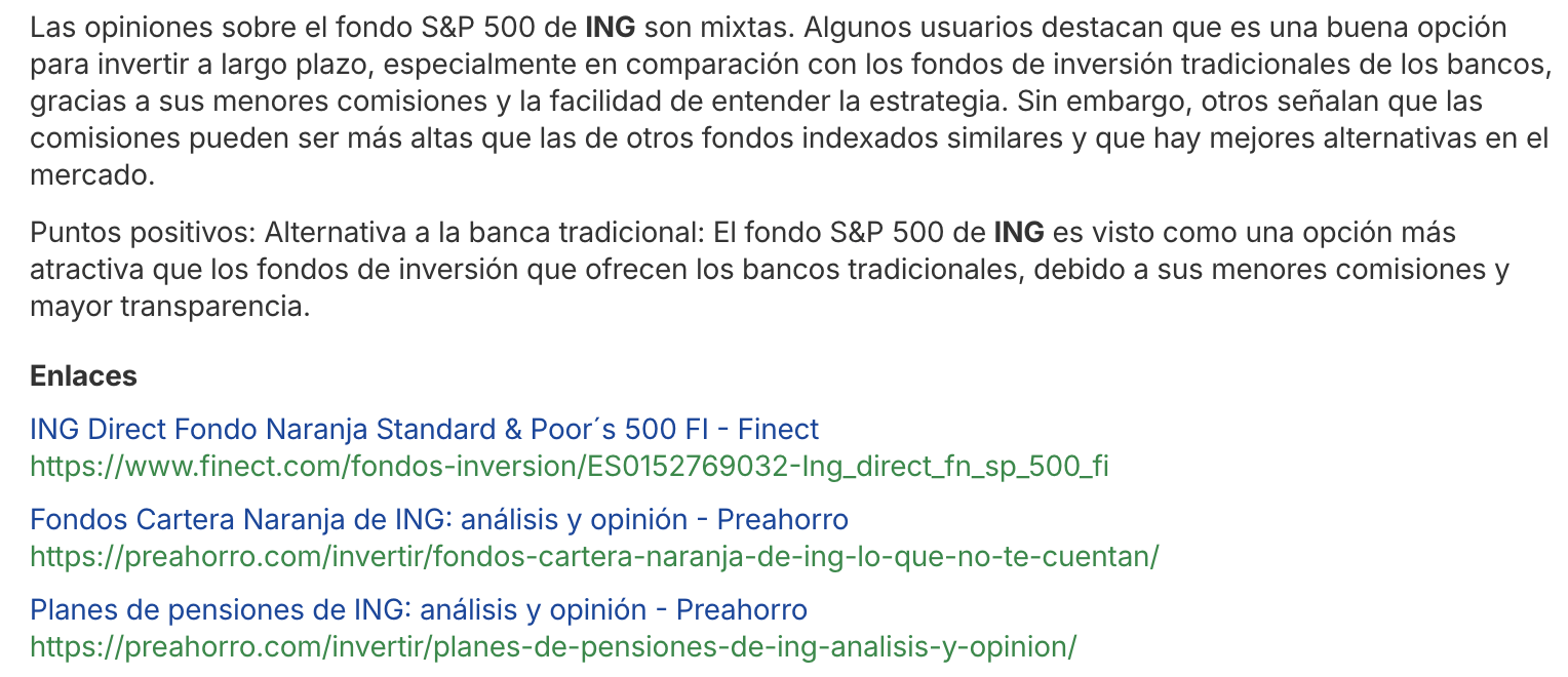 Resultado sobre alternativas de inversión en Brand Radar