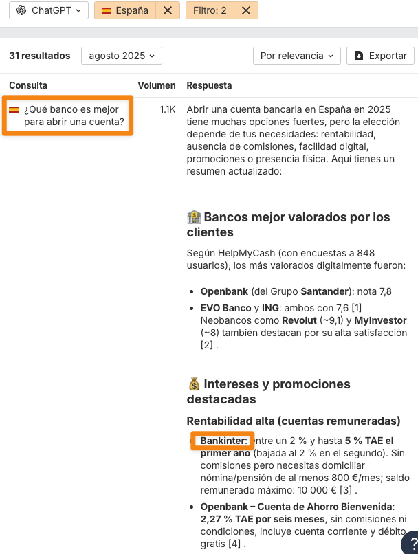 Resultados en Brand Radar