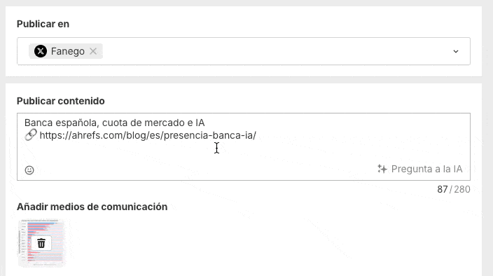 Usando IA en Ahrefs Social Media Manager