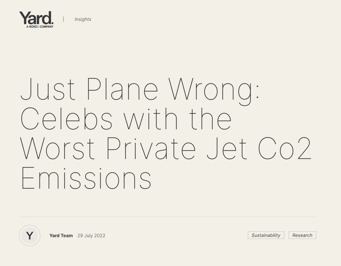 El estudio de Yard enumera los famosos con las peores emisiones de Co2 de sus jets privados.