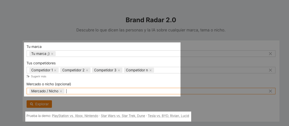 Empezando un análisis en Brand Radar de Ahrefs