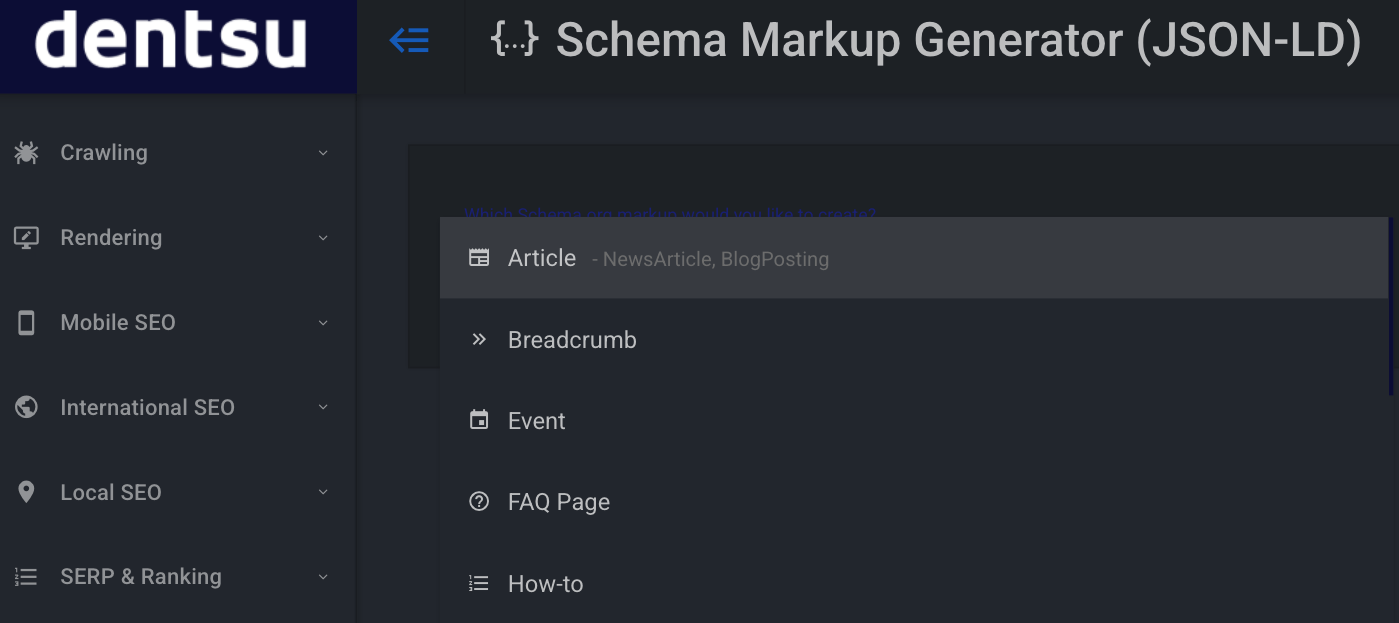 Generador del marcado schema JSON-LD de Dentsu.