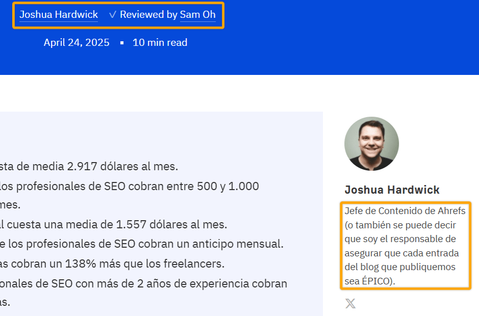 Primer plano de las firmas del autor y revisor de un artículo, estableciendo la autoridad experta.