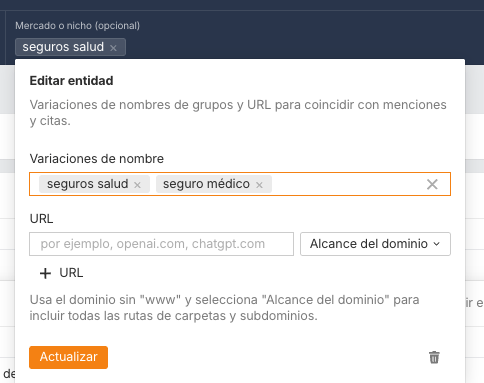 Editando el mercado en Brand Radar