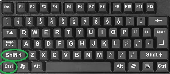 Teclado resaltando las teclas Control y Shift