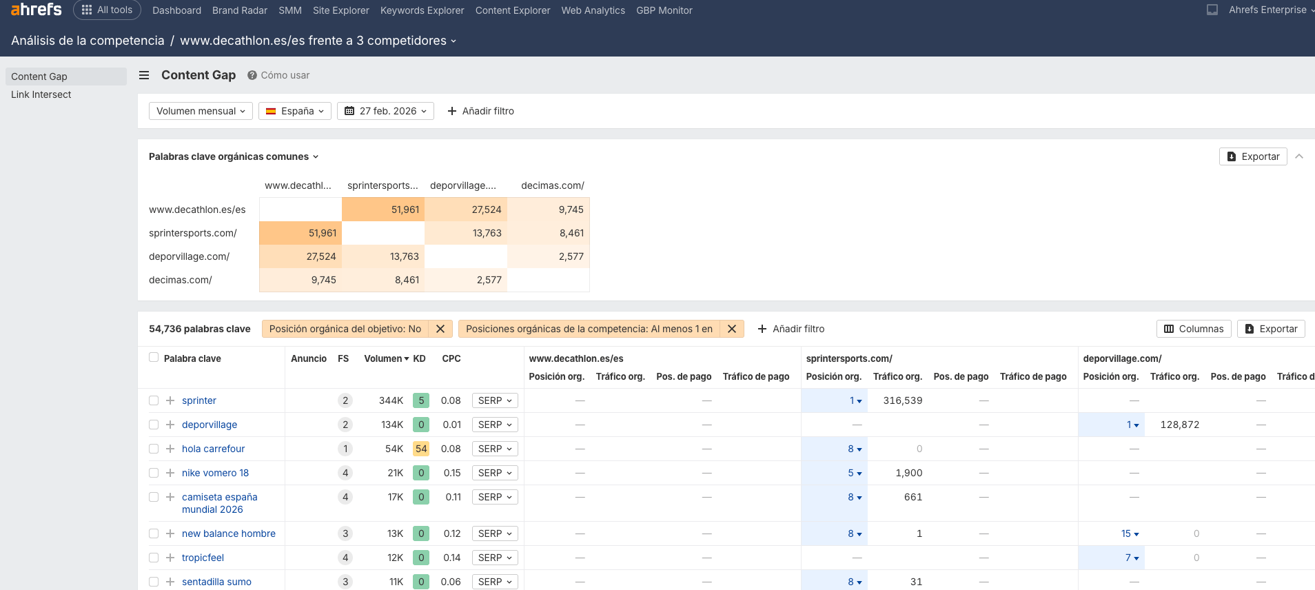 Análisis de competencia en Decathlon