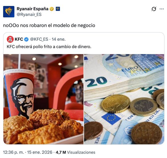 Ryanair haciendo bromas a KFC