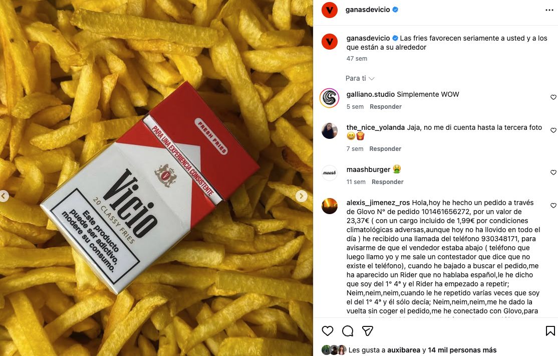 Vicio, tabaco y patatas fritas