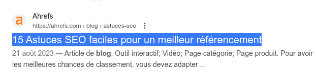 Balise de titre dans la recherche Google