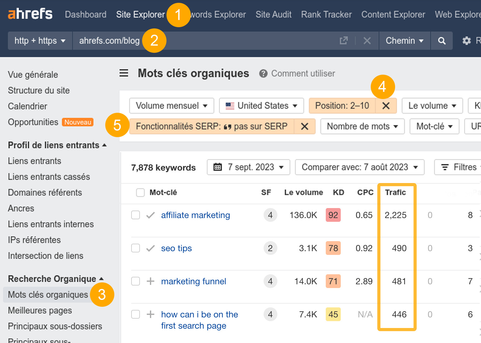 Trouver des opportunités de featured snippet, via le Site Explorer d'Ahrefs