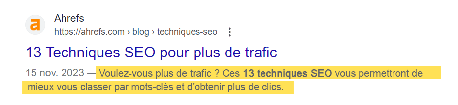 Exemple de méta-description