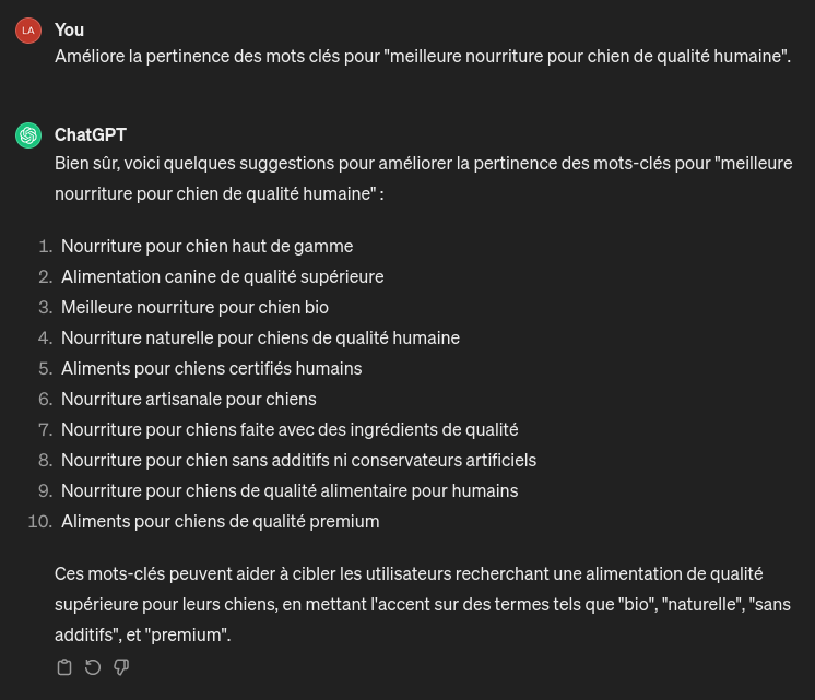 ChatGPT peut aider à améliorer la pertinence des mots clés