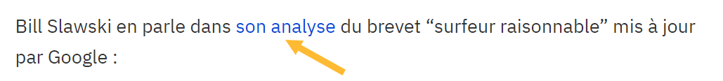 Un exemple de texte d'ancrage de lien