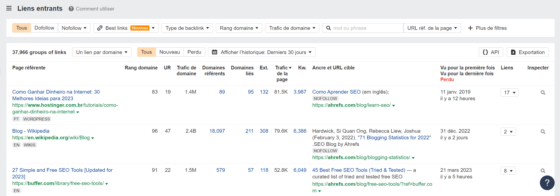 Voir vos backlinks dans Site Explorer d'Ahrefs