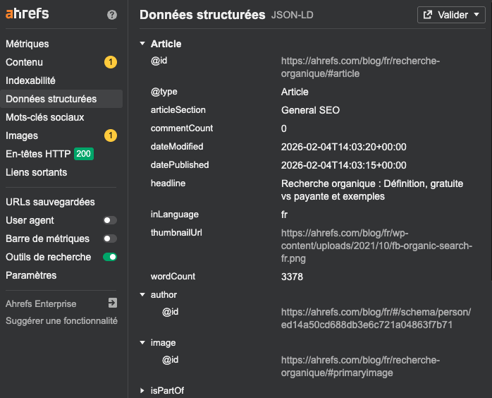 trouver-informations-donnees-structurees-seo-gratuitement-extension-ahrefs