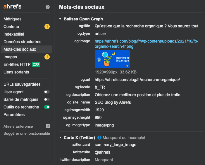 trouver-informations-reseaux-sociaux-seo-gratuitement-extension-ahrefs